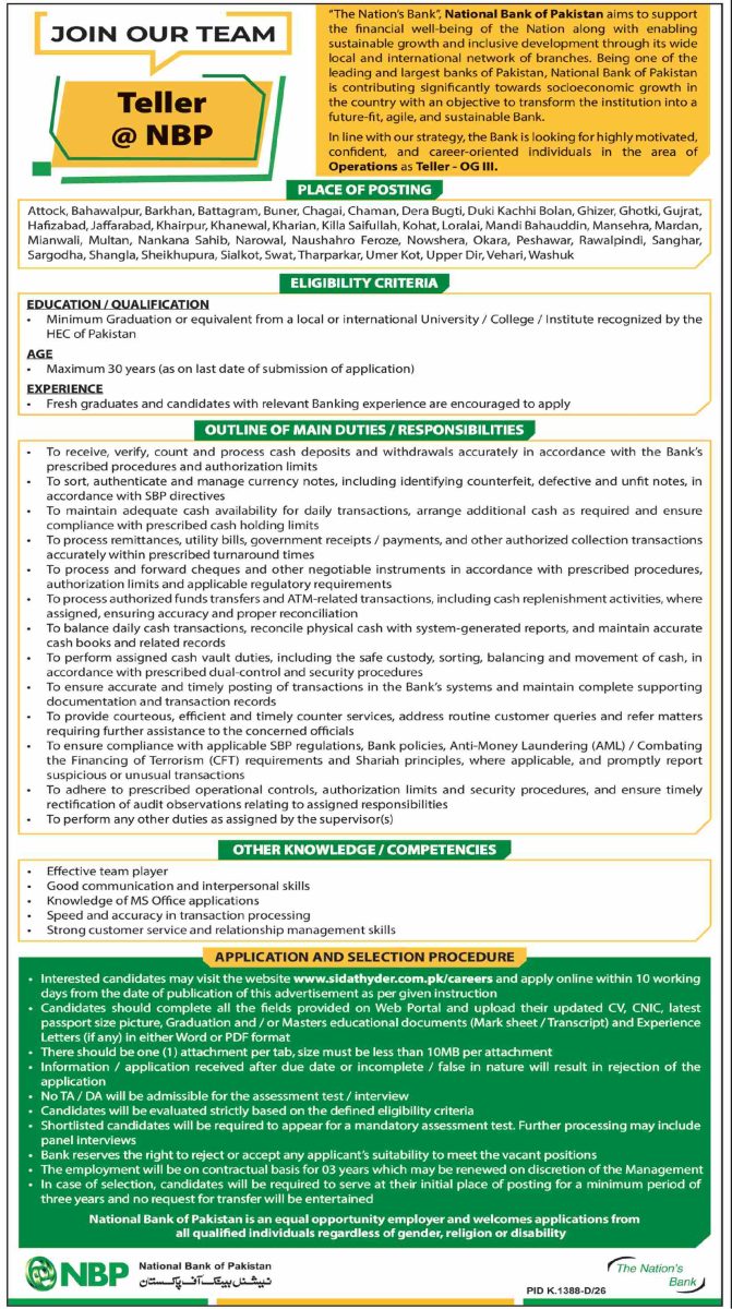 National Bank of Pakistan NBP Jobs 25 October 2026 Dawn 1