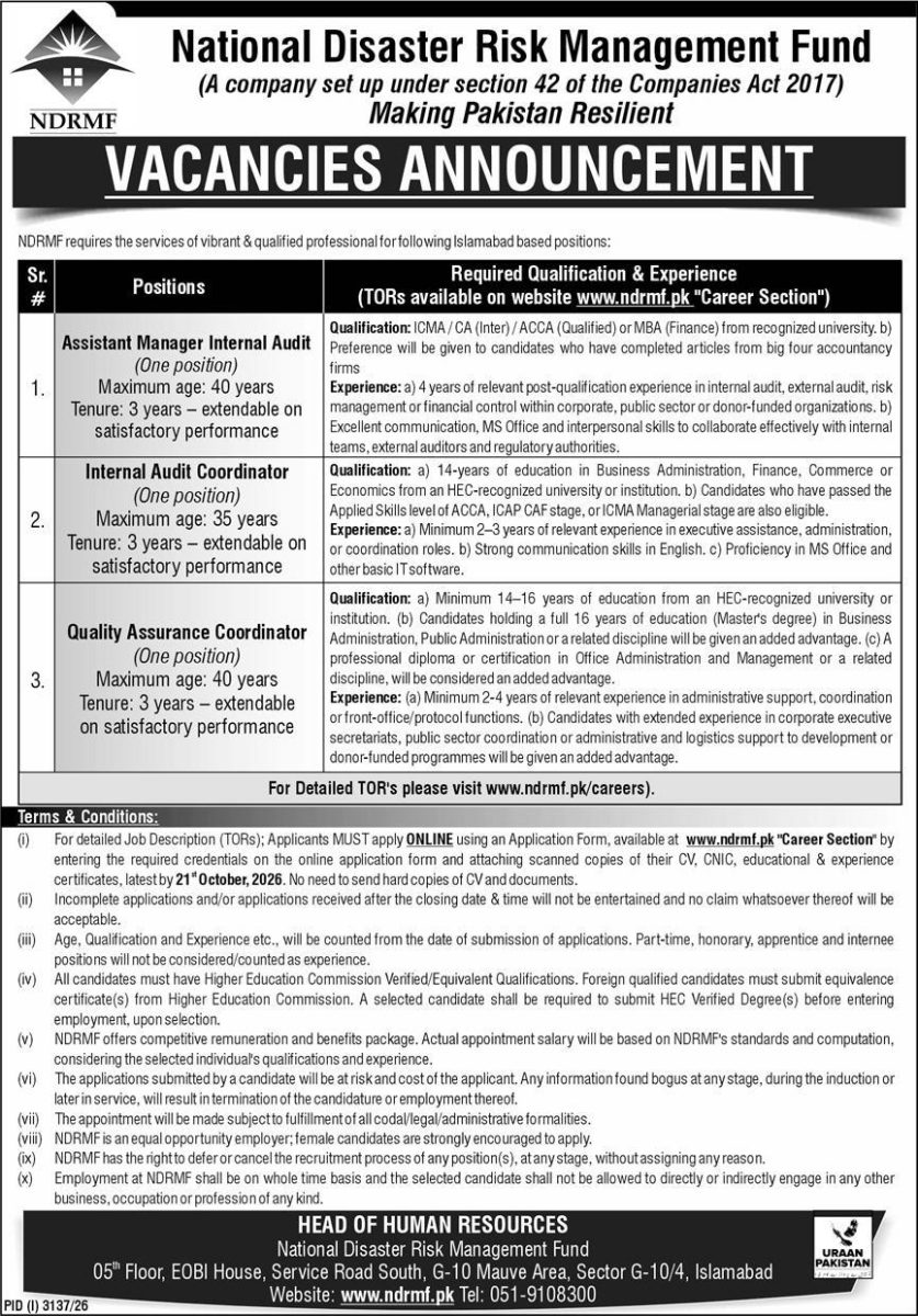 National Disaster Risk Management Fund NDRMF Jobs 07 October 2026 Express 1