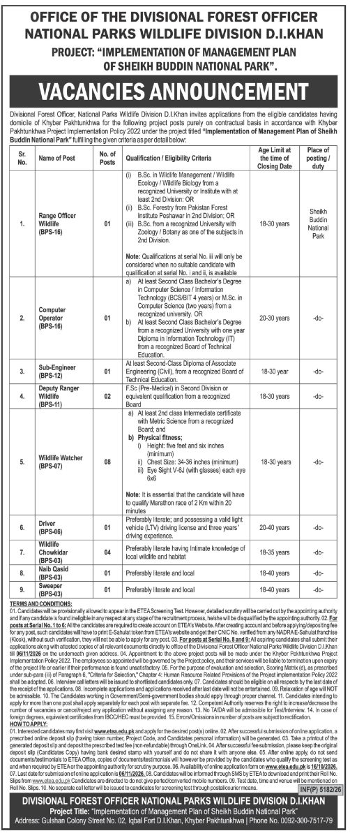 National Parks Wildlife Division Jobs 15 October 2026 Express Tribune 1