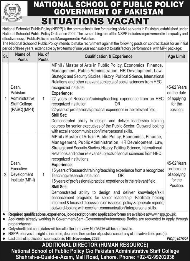 National School Of Public Policy Jobs 28 October 2026 Express 1
