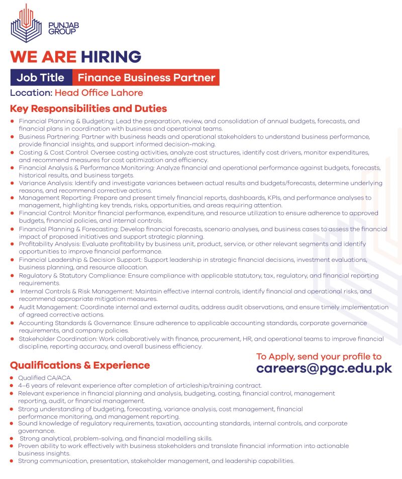 Punjab Group Jobs Finance Business Partner 1