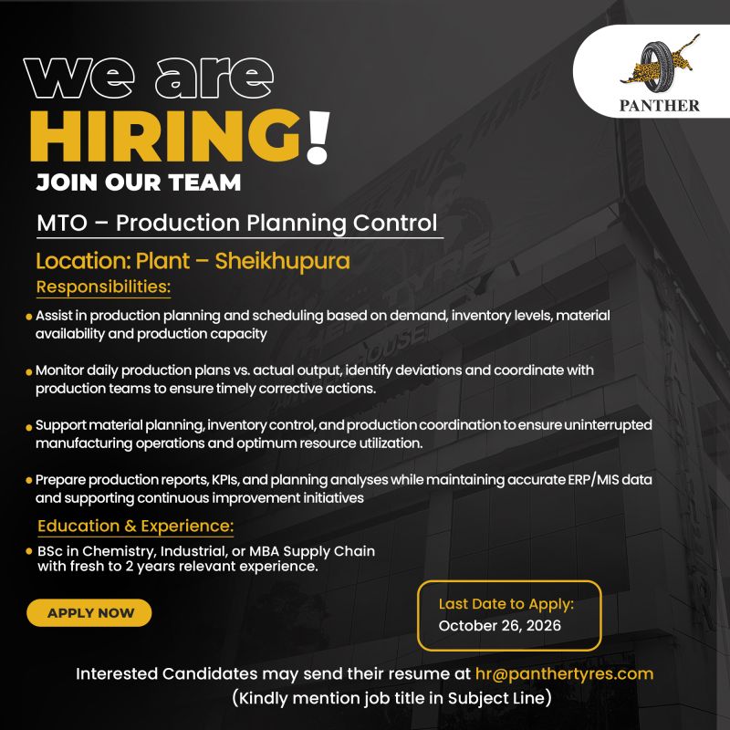 Panther Tyres Limited Jobs MTO Production Planning Control 1