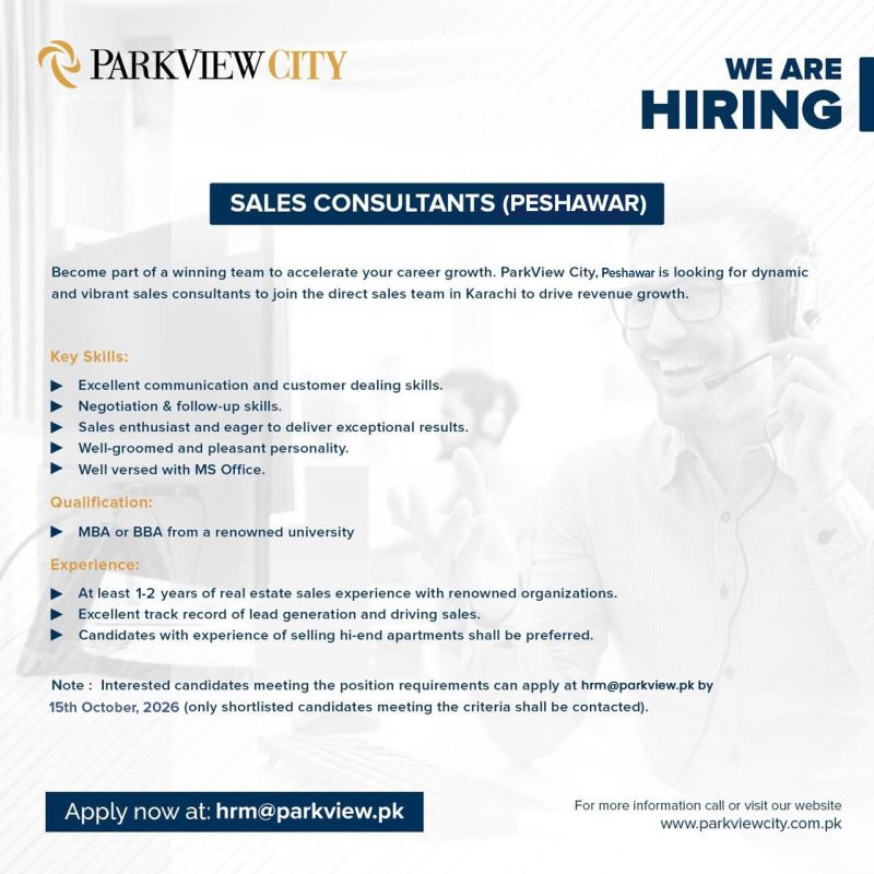 Park View City Jobs Sales Consultants 1