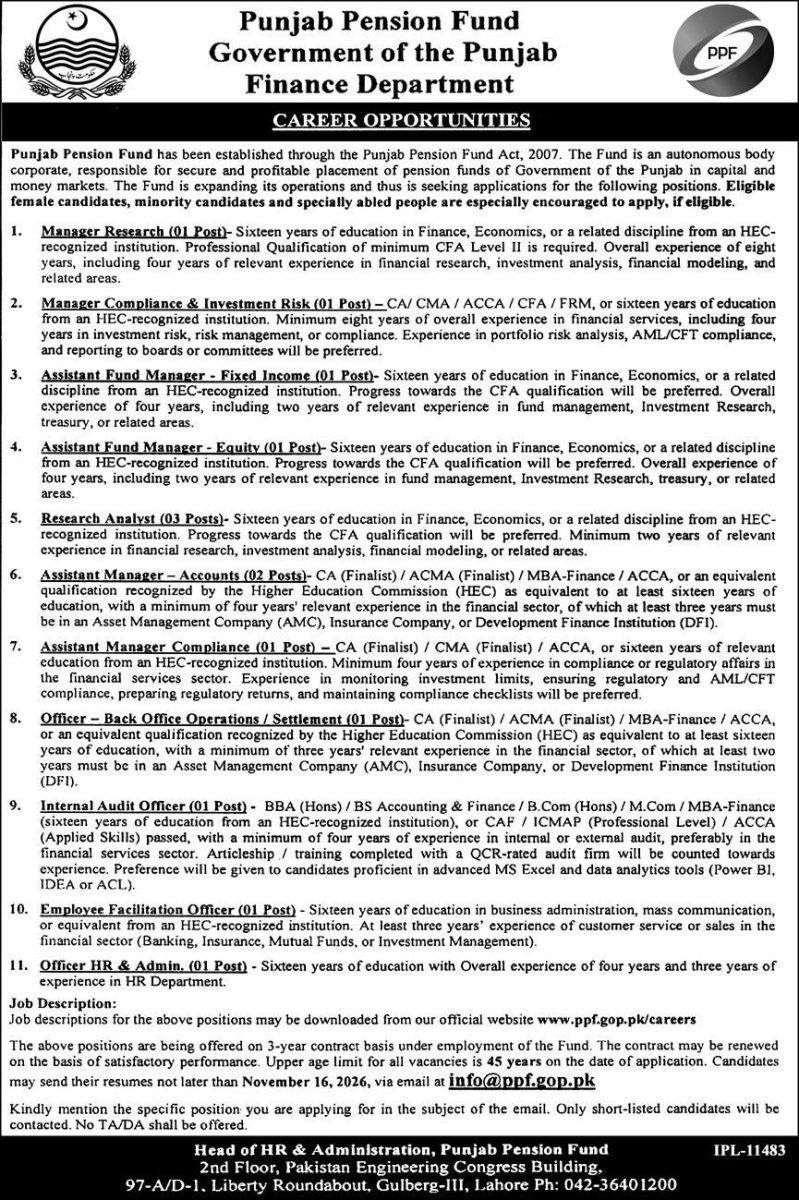 Punjab Pension Fund Jobs 30 October 2026 Express 1