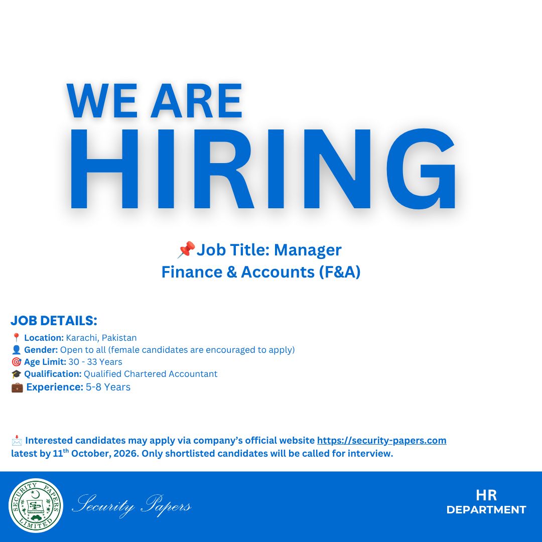 Security Papers Pvt Ltd Jobs Manager Finance & Accounts 1