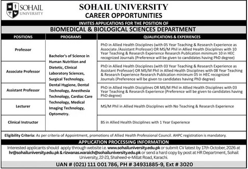 Sohail University Jobs 11 October 2026 Jang 1