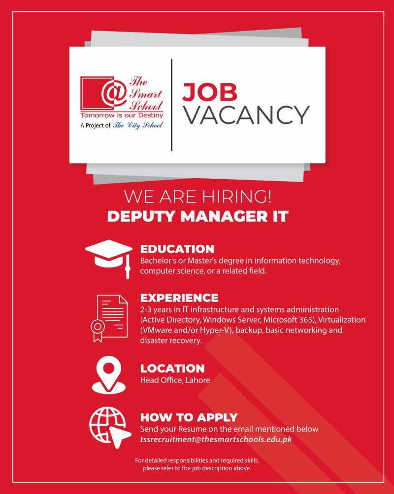 The Smart School Jobs Deputy Manager IT 1
