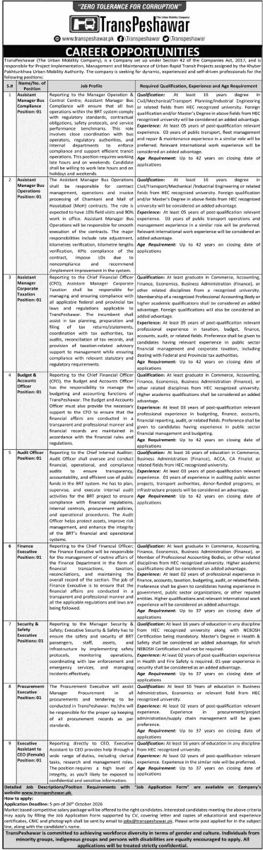 TransPeshawar Jobs 11 October 2026 Dawn 1