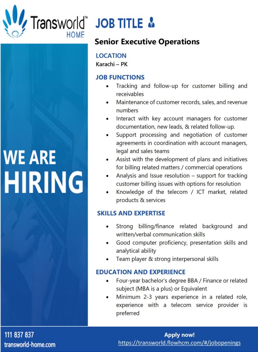 Transworld Home Jobs Senior Executive Operations 1