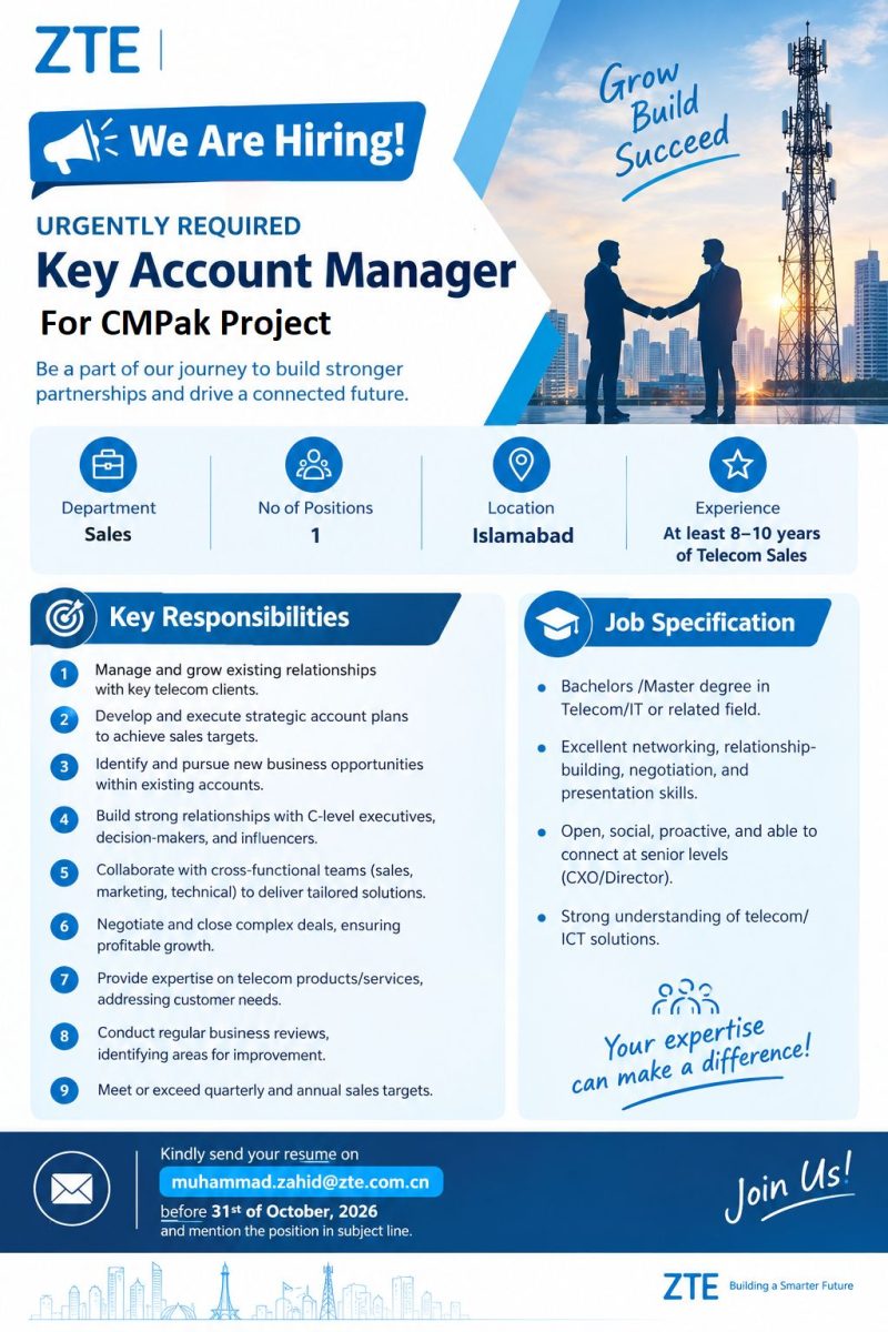 ZTE Pakistan Jobs Key Account Manager 1